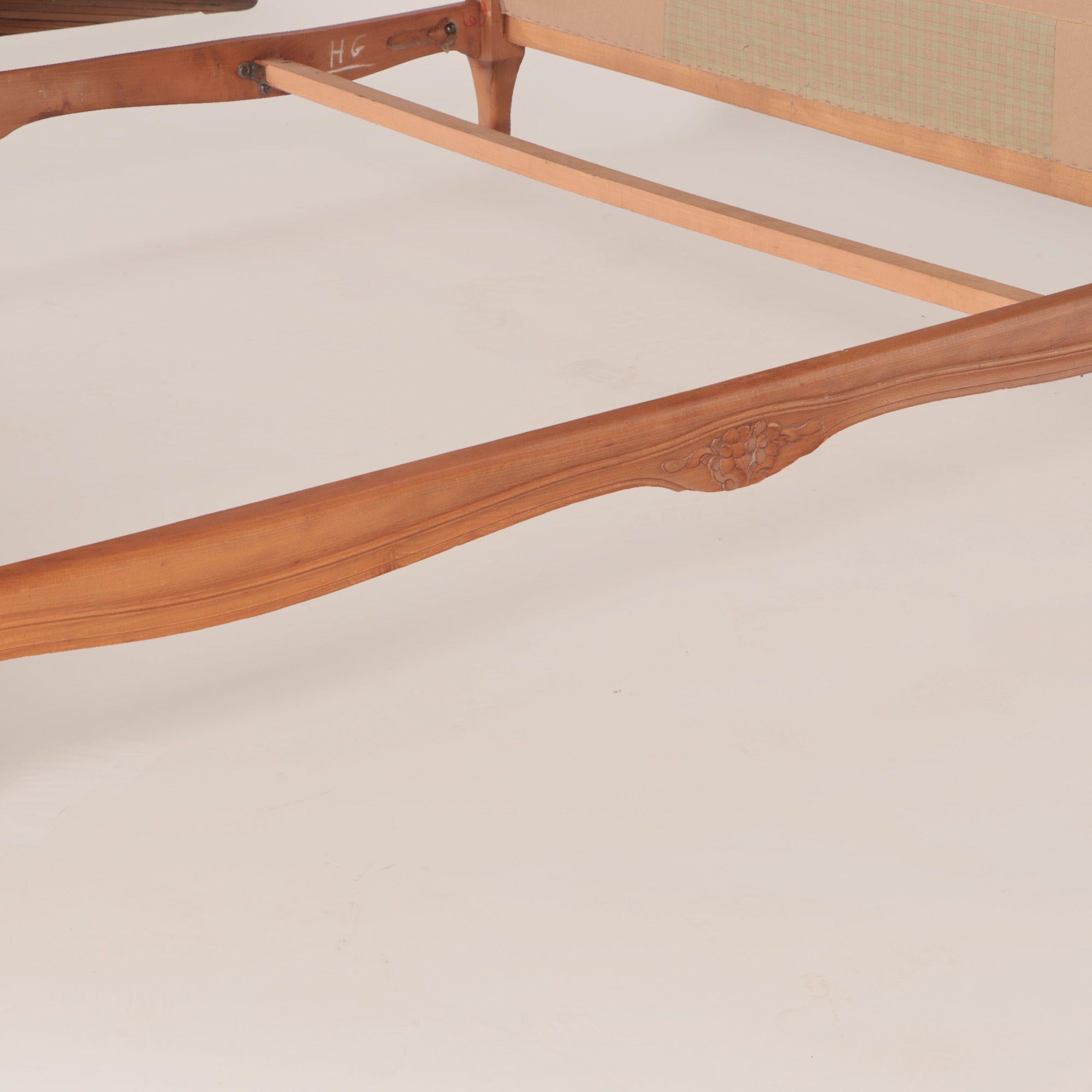 Wood French Louis XV Style Bed with Curved Footboard, circa 1950