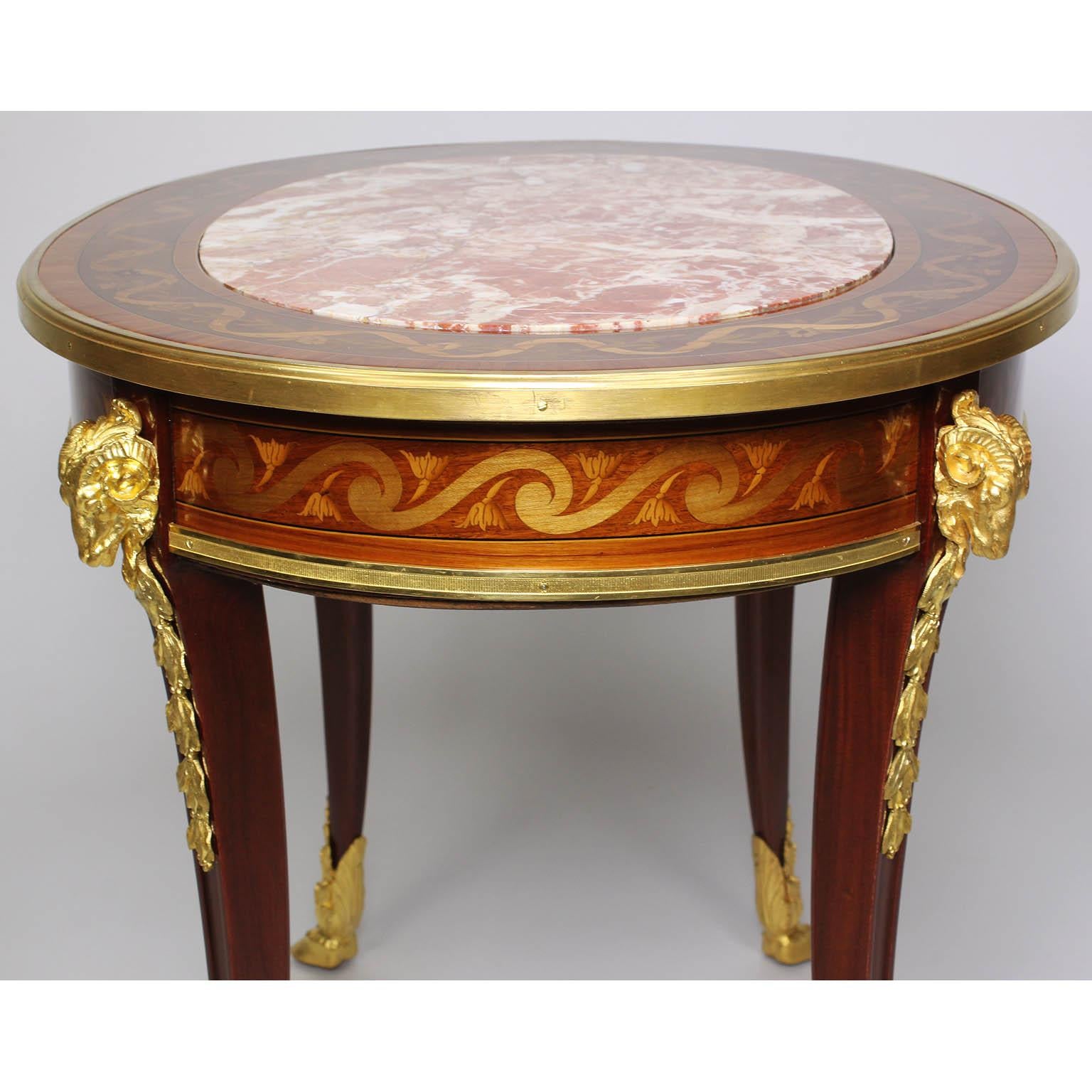 French Louis XV Style Belle Époque Marquetry Coffee Table, Manner of F. Linke For Sale 4