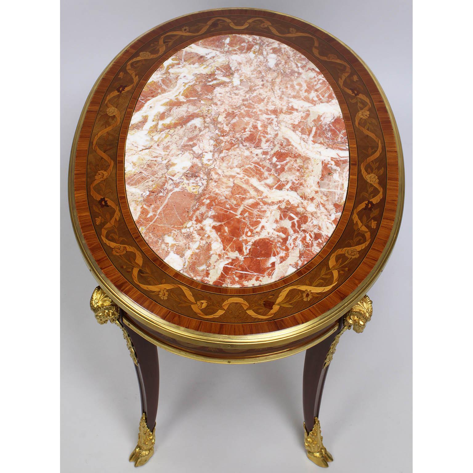French Louis XV Style Belle Époque Marquetry Coffee Table, Manner of F. Linke For Sale 5