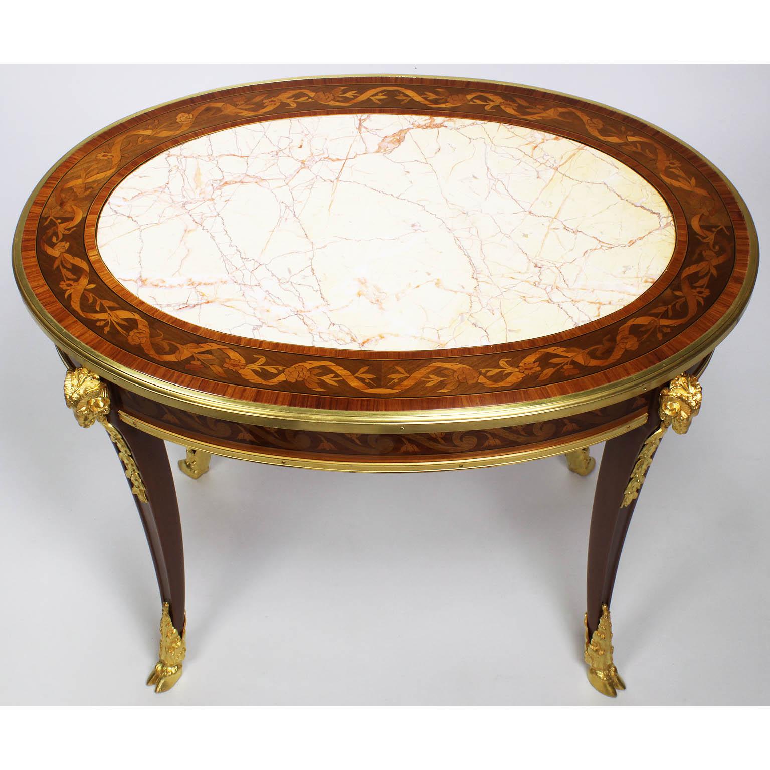 French Louis XV Style Belle Époque Marquetry Coffee Table, Manner of F. Linke 5