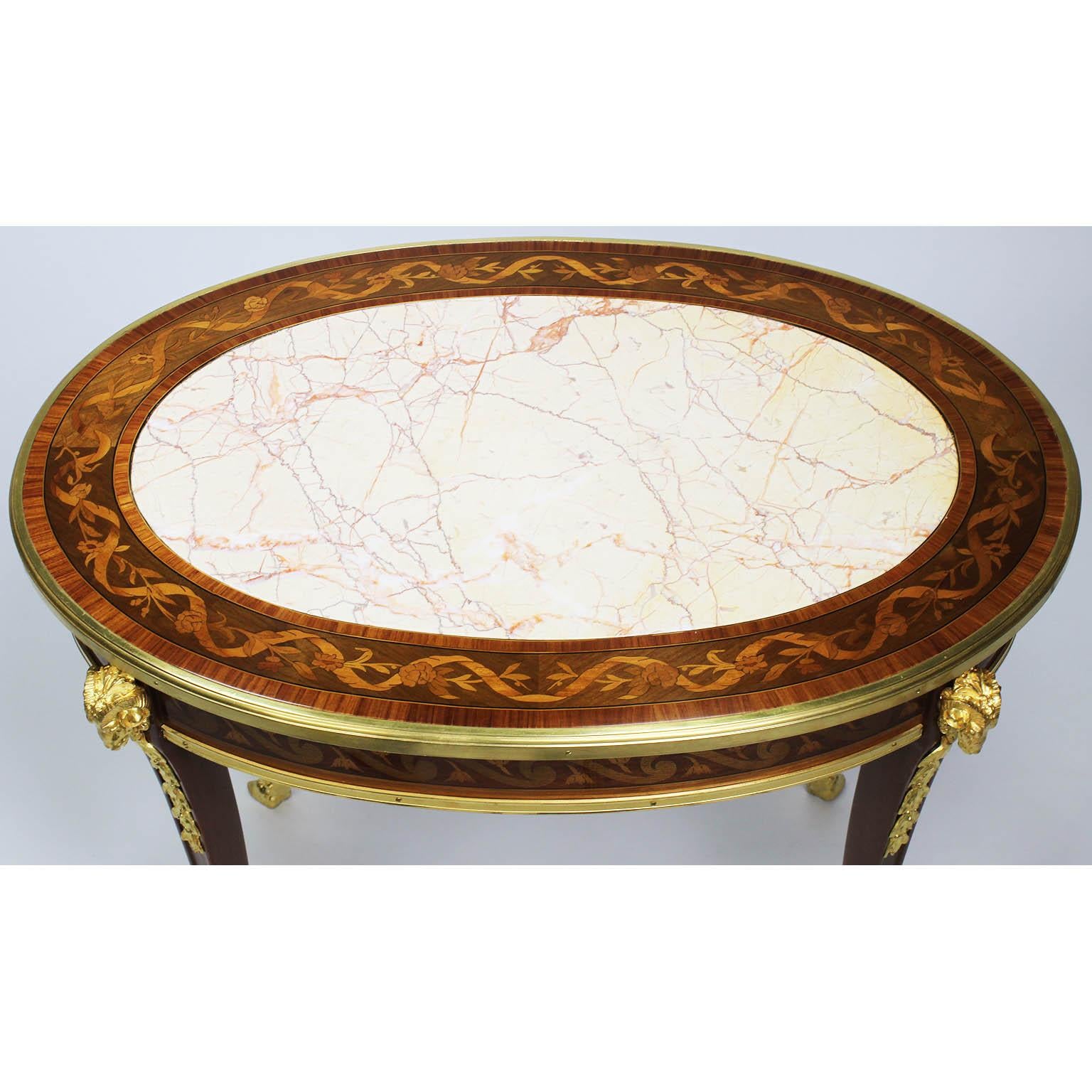 French Louis XV Style Belle Époque Marquetry Coffee Table, Manner of F. Linke 6