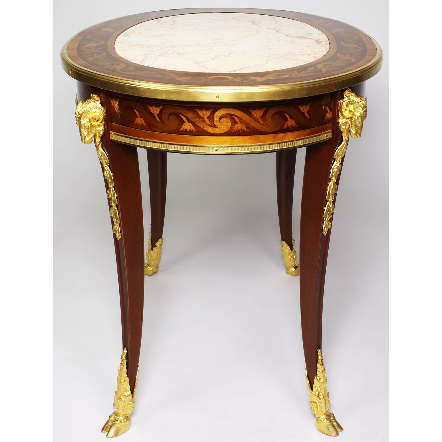 French Louis XV Style Belle Époque Marquetry Coffee Table, Manner of F. Linke In Good Condition In Los Angeles, CA