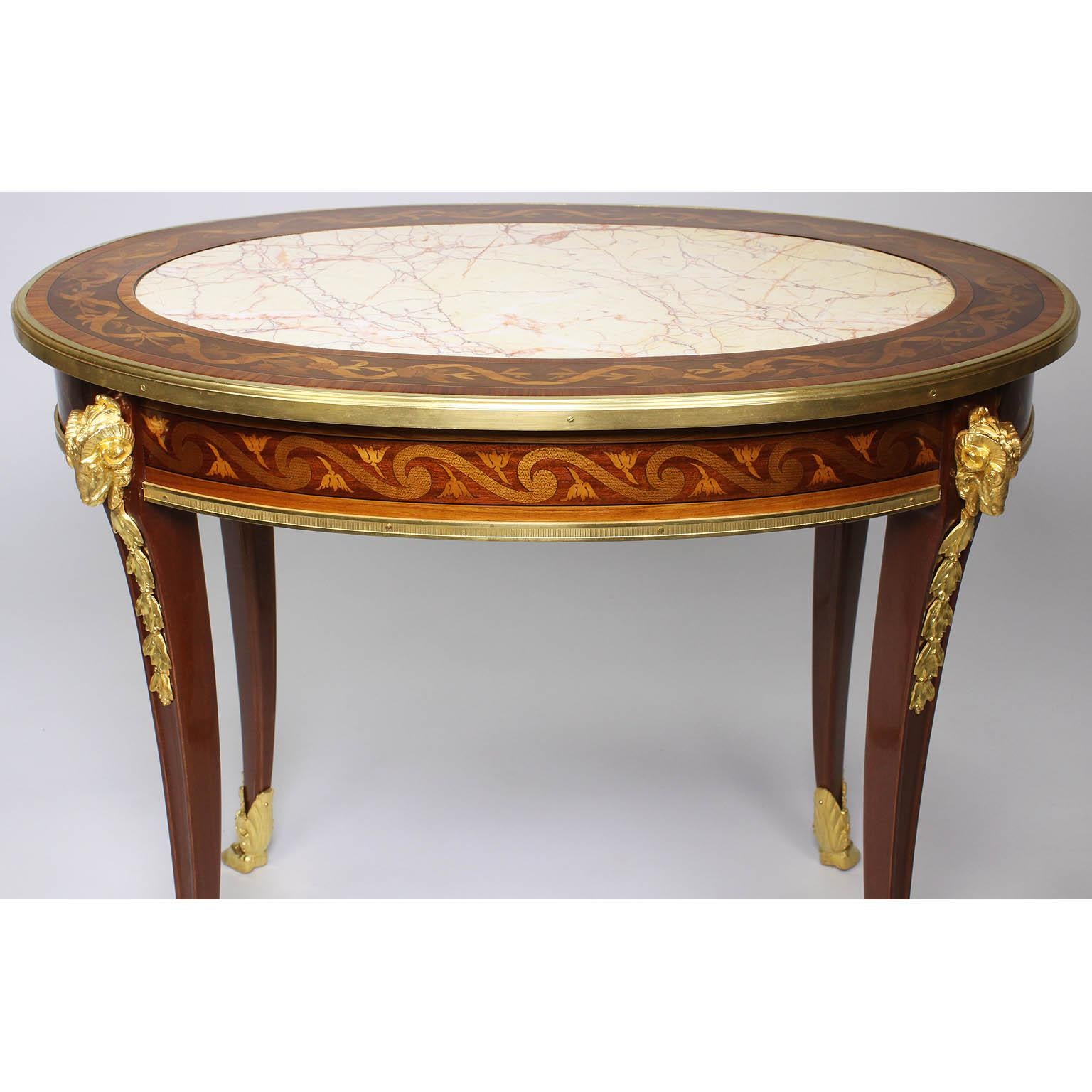 Early 20th Century French Louis XV Style Belle Époque Marquetry Coffee Table, Manner of F. Linke