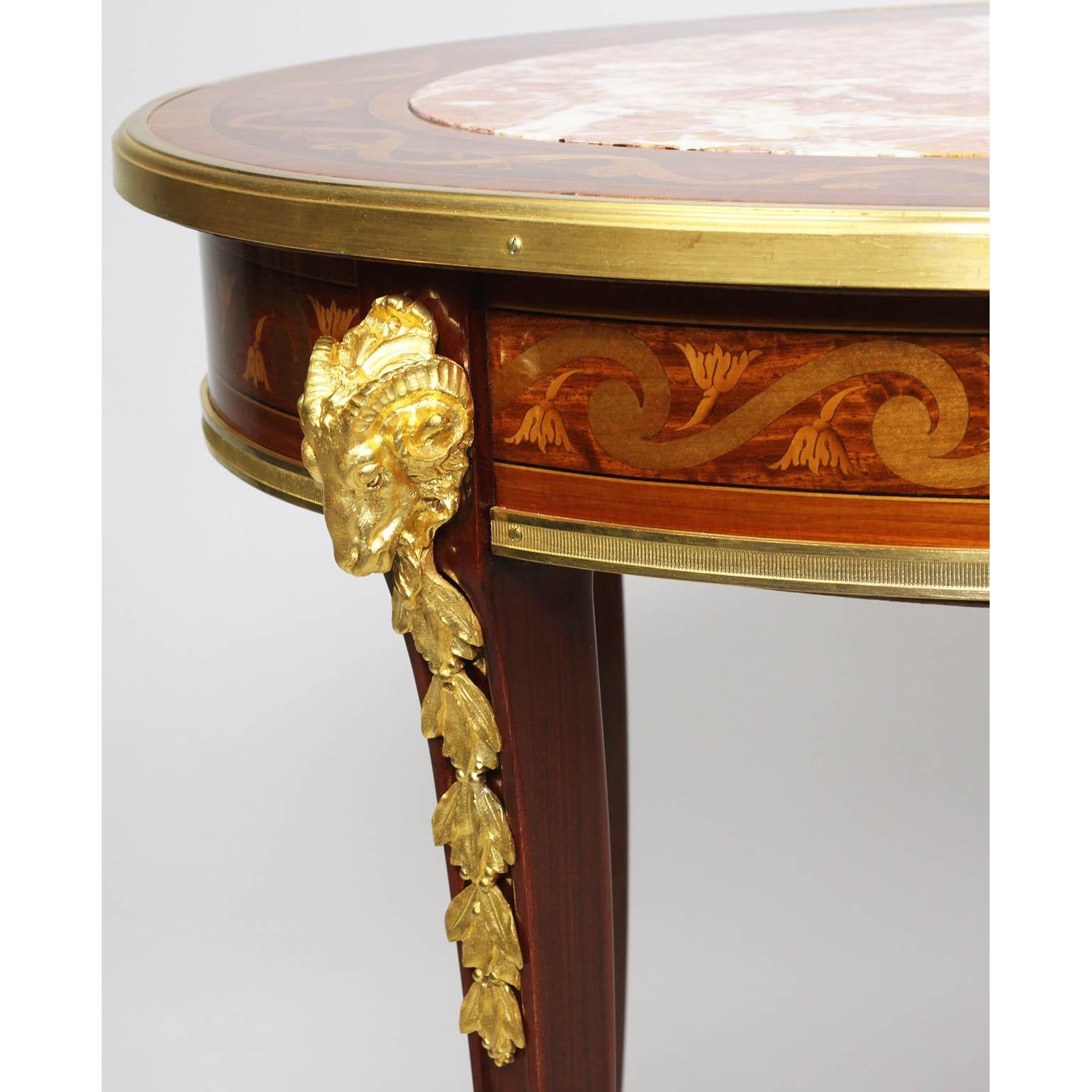 Early 20th Century French Louis XV Style Belle Époque Marquetry Coffee Table, Manner of F. Linke For Sale