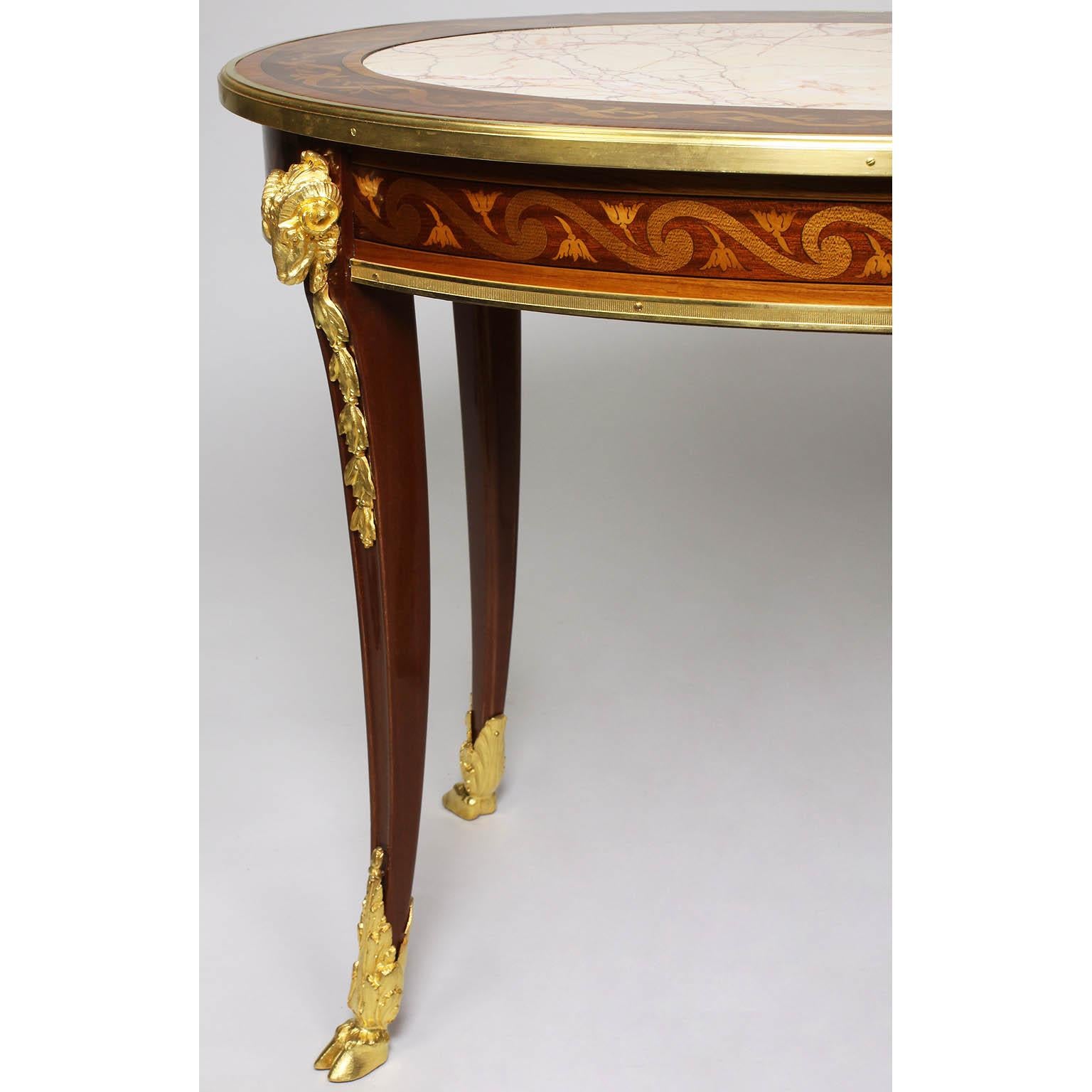 French Louis XV Style Belle Époque Marquetry Coffee Table, Manner of F. Linke 2