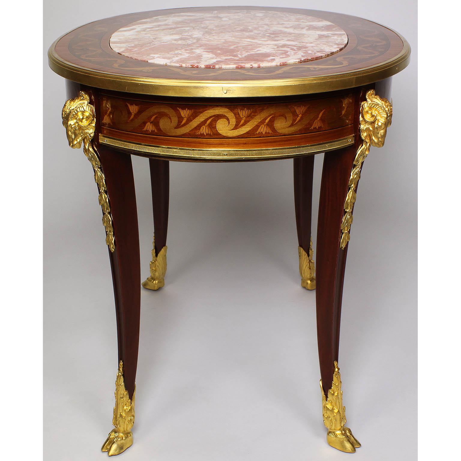 French Louis XV Style Belle Époque Marquetry Coffee Table, Manner of F. Linke For Sale 3