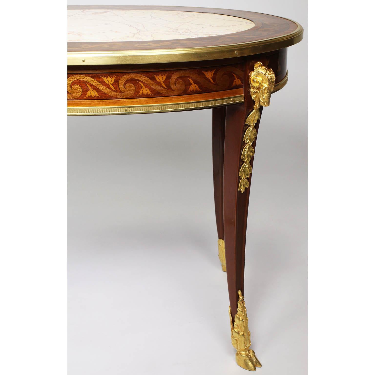 French Louis XV Style Belle Époque Marquetry Coffee Table, Manner of F. Linke 3
