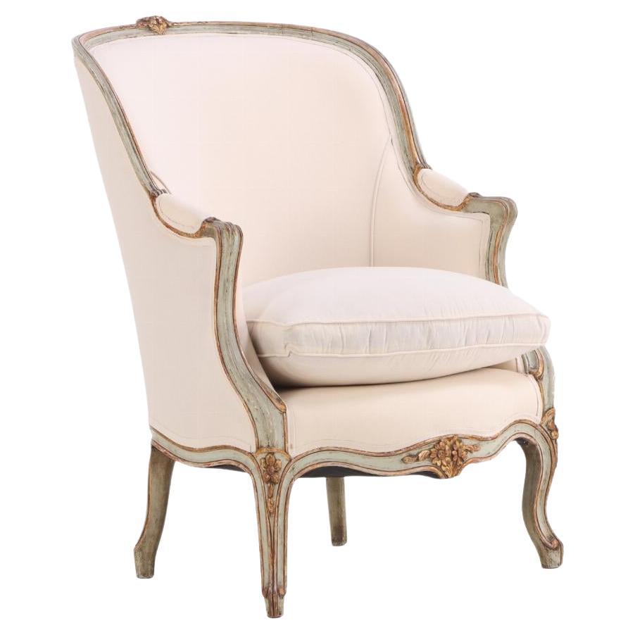A Large French Louis XV style Painted Bergere, C. 1900. For Sale at 1stDibs