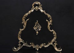 French Louis XV Style Brass Firescreen with Scrolls and Leaf Form Throughout
