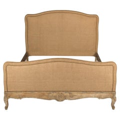 French Louis XV Style Burlap Queen Size Bed, circa 1940