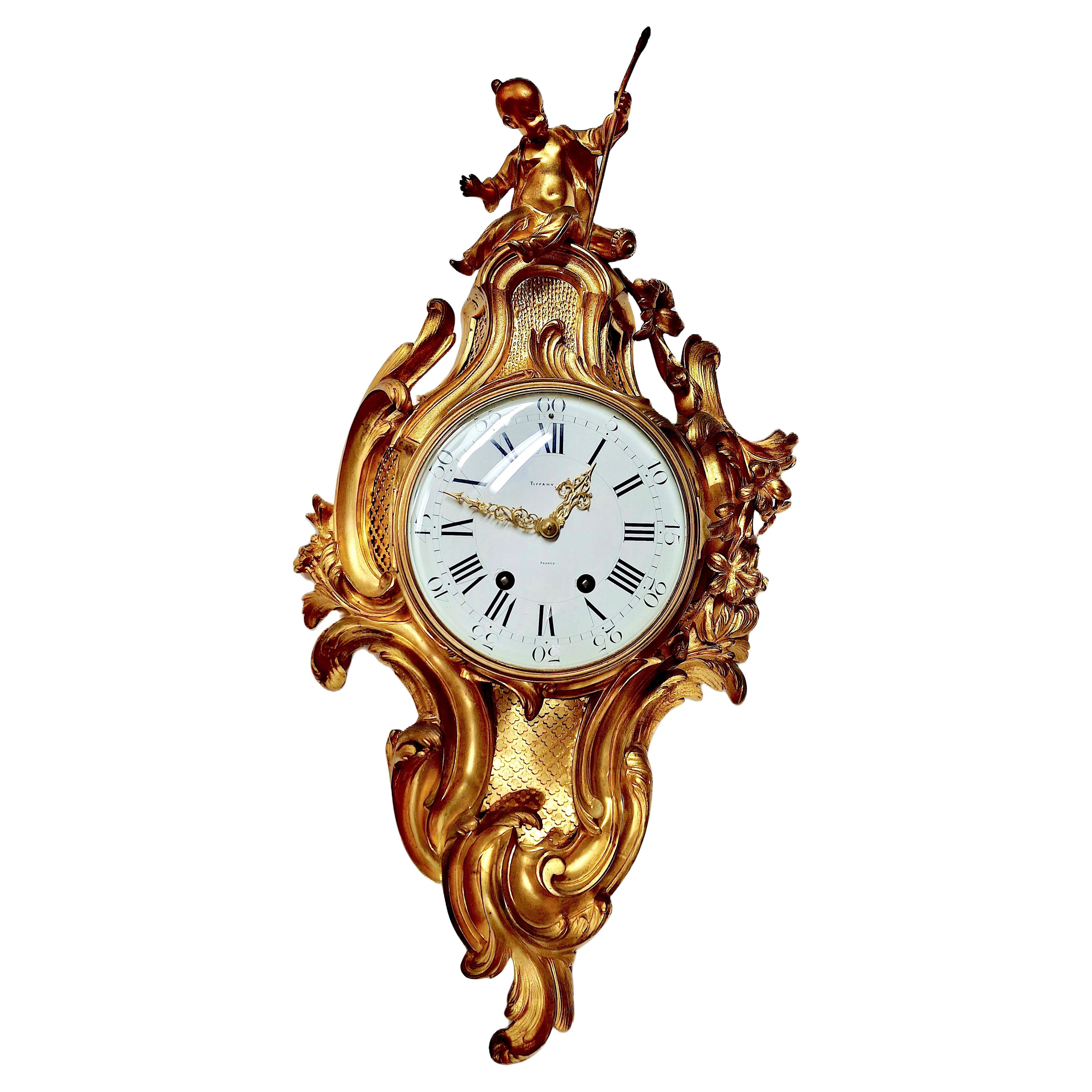 A French Louis XV-style Cartel Wall Clock Retailed by Tiffany & Co.