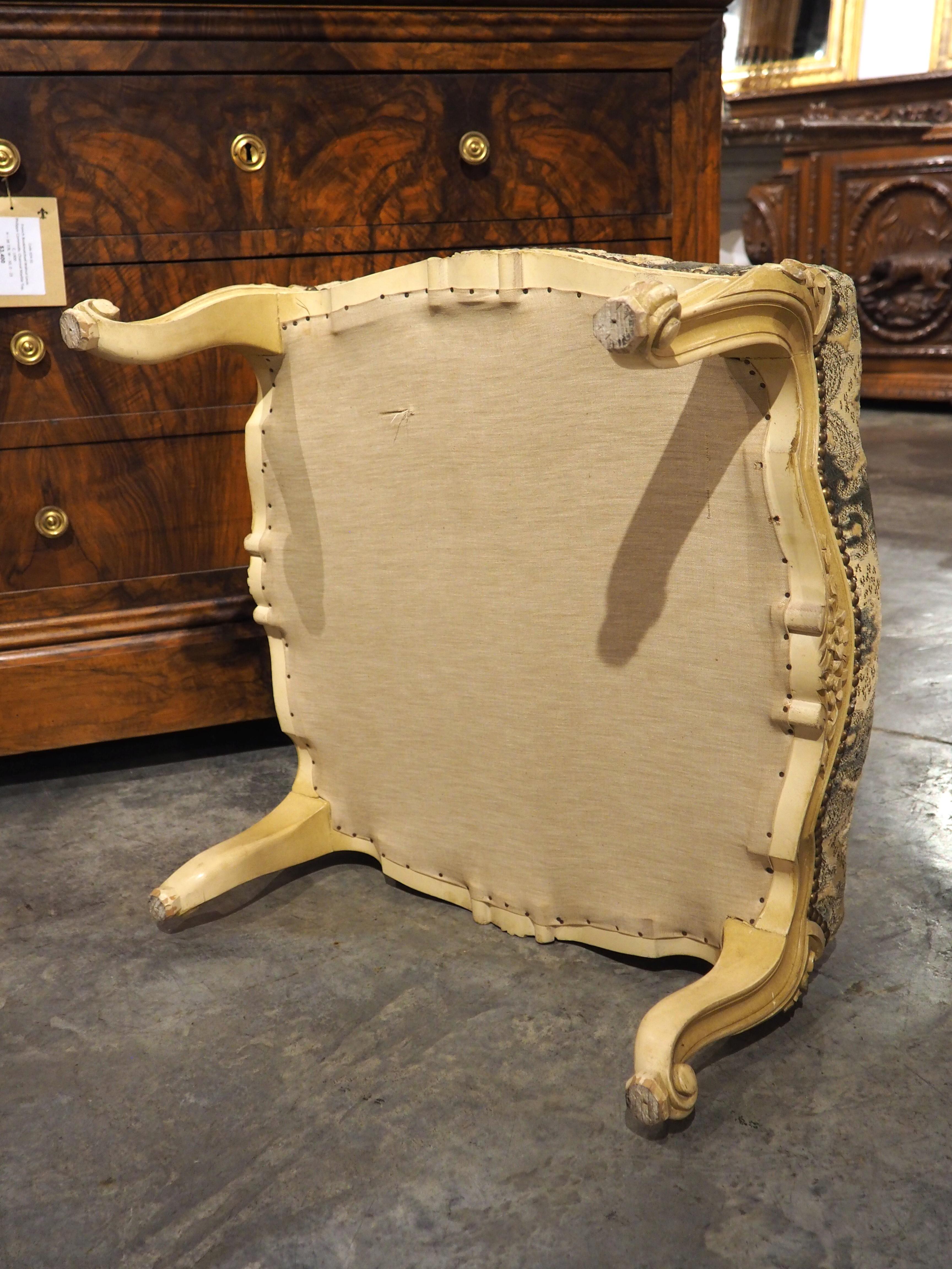 A French Louis XV Style Creme Painted Tabouret, 1950s 6