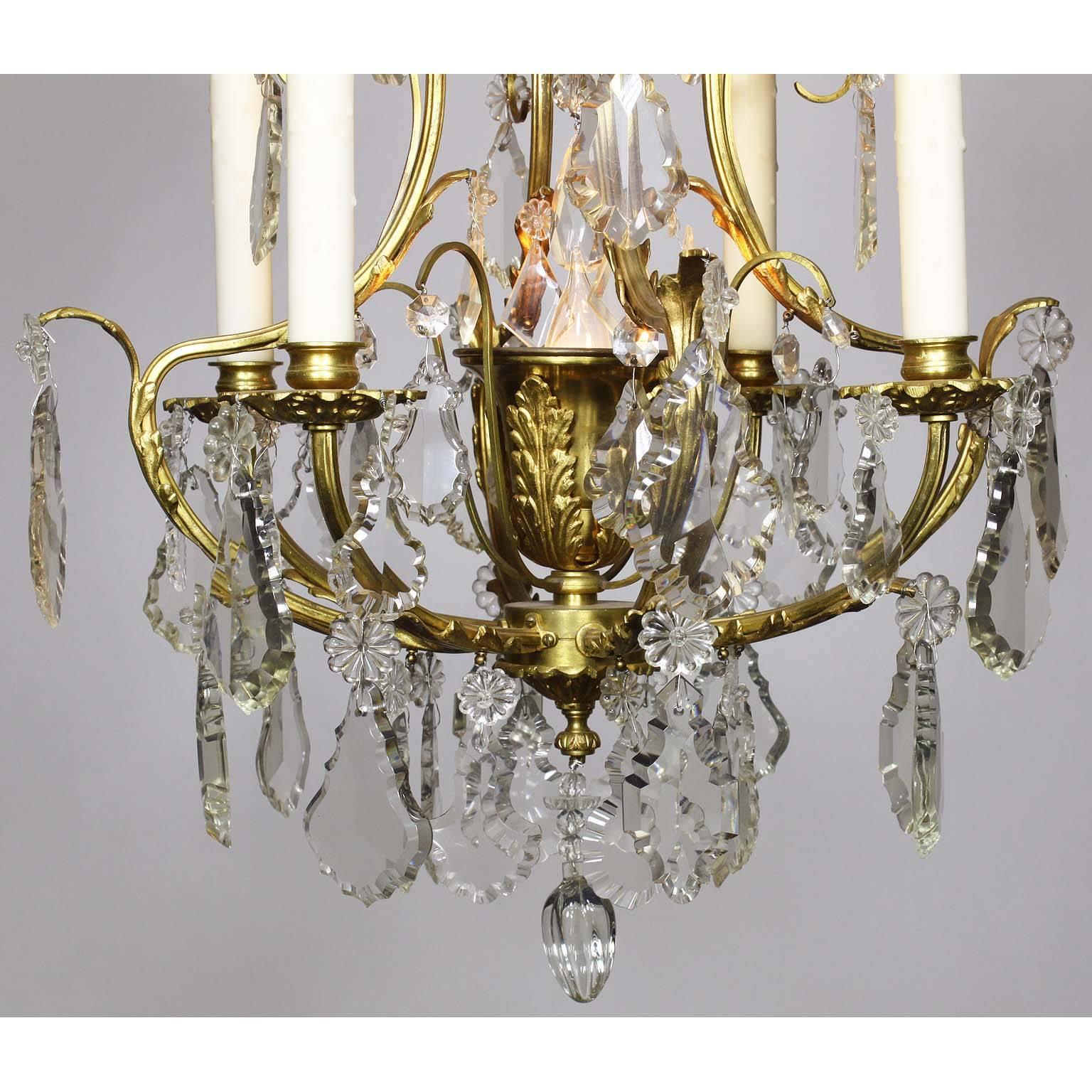 Carved French Louis XV Style Gilt Bronze and Cut-Glass Foyer or Bedroom Chandelier For Sale