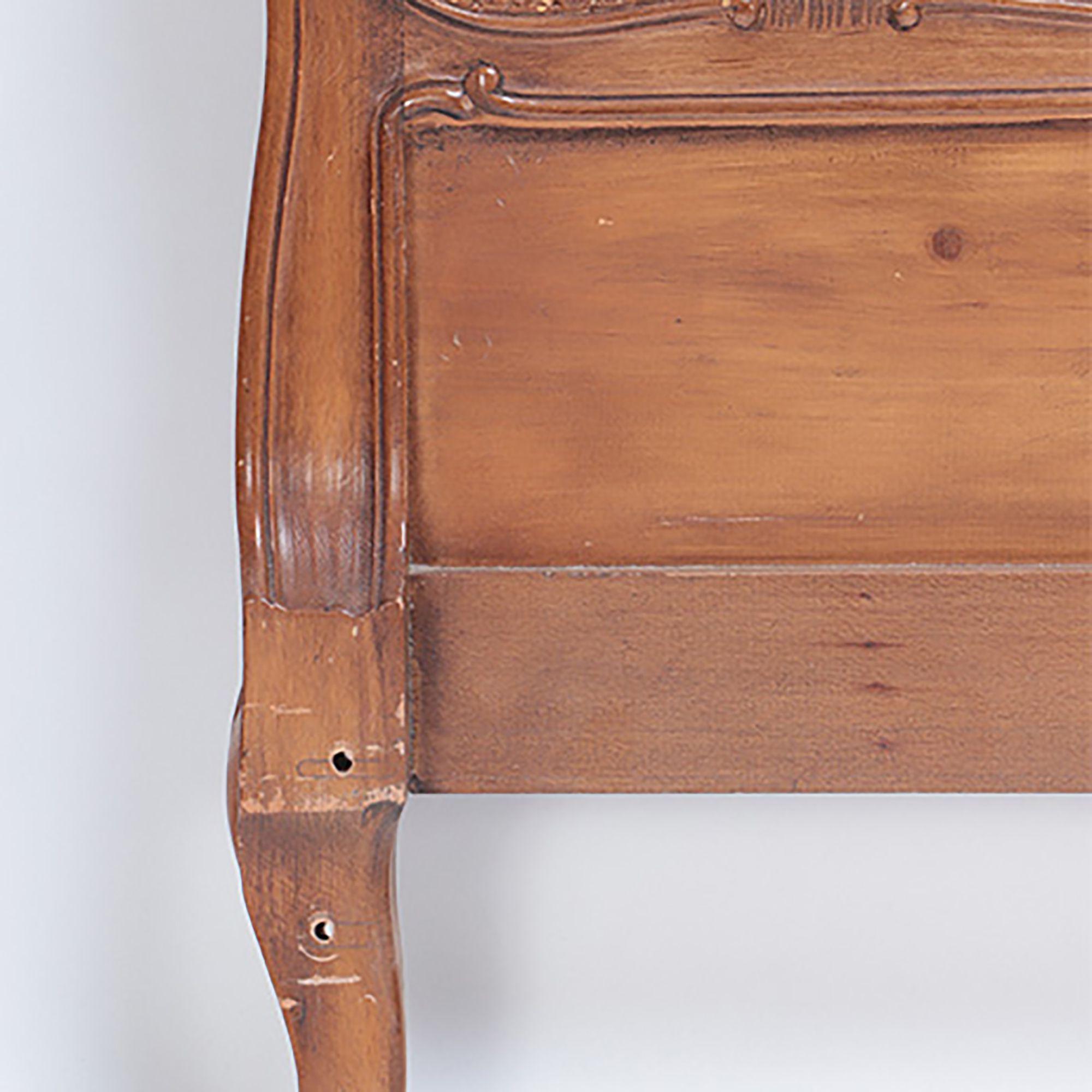 Mid-20th Century French Louis XV Style King Size Cain Head Board with Carved Crest, circa 1940