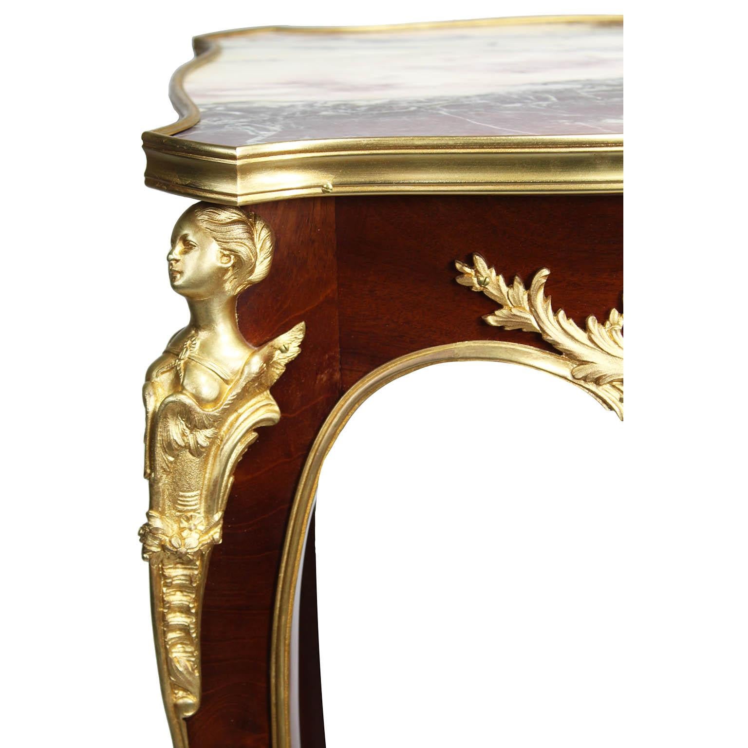 20th Century A French Louis XV style Mahogany & Ormolu Mounted Side Table Attr Francois Linke For Sale