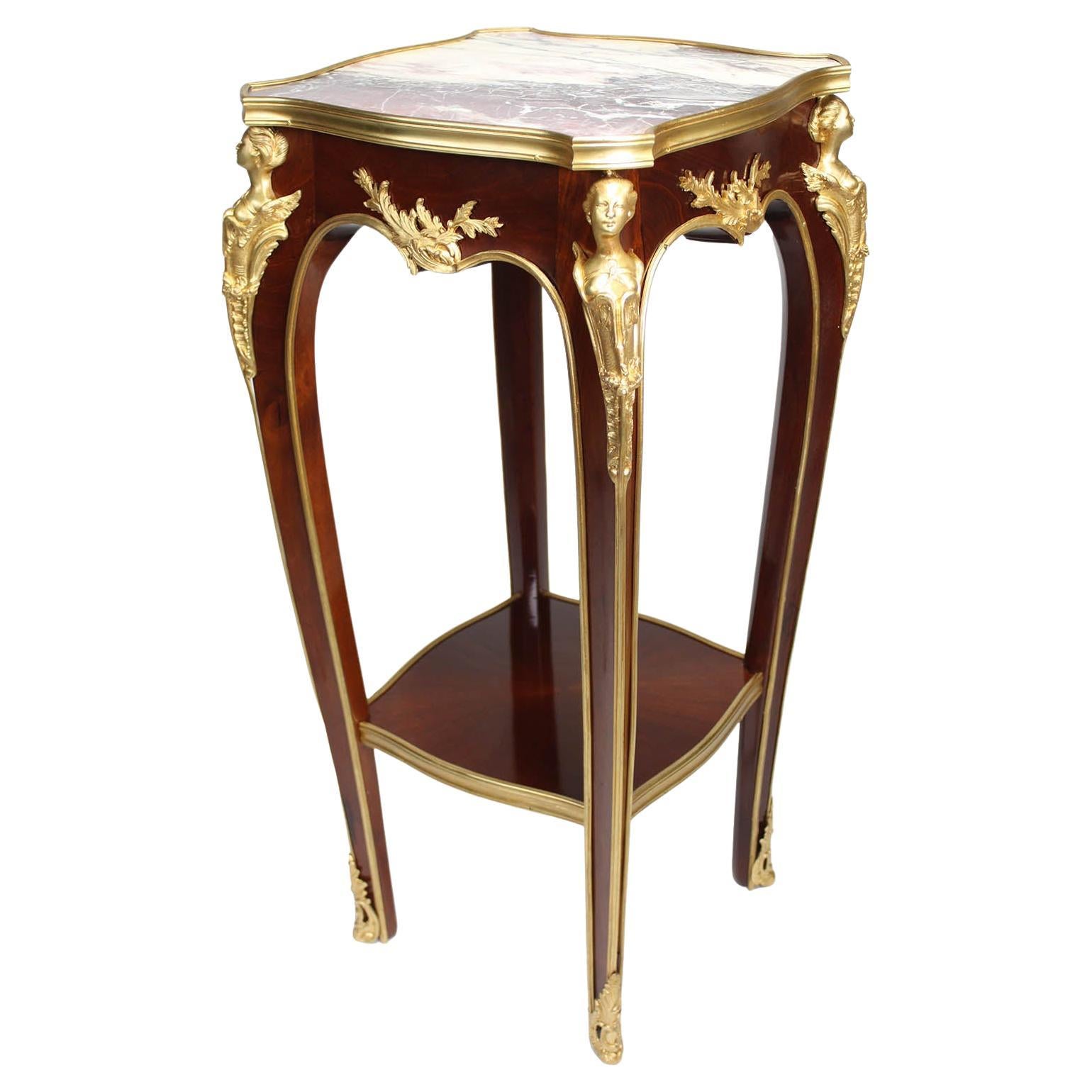 A French Louis XV style Mahogany & Ormolu Mounted Side Table Attr Francois Linke For Sale