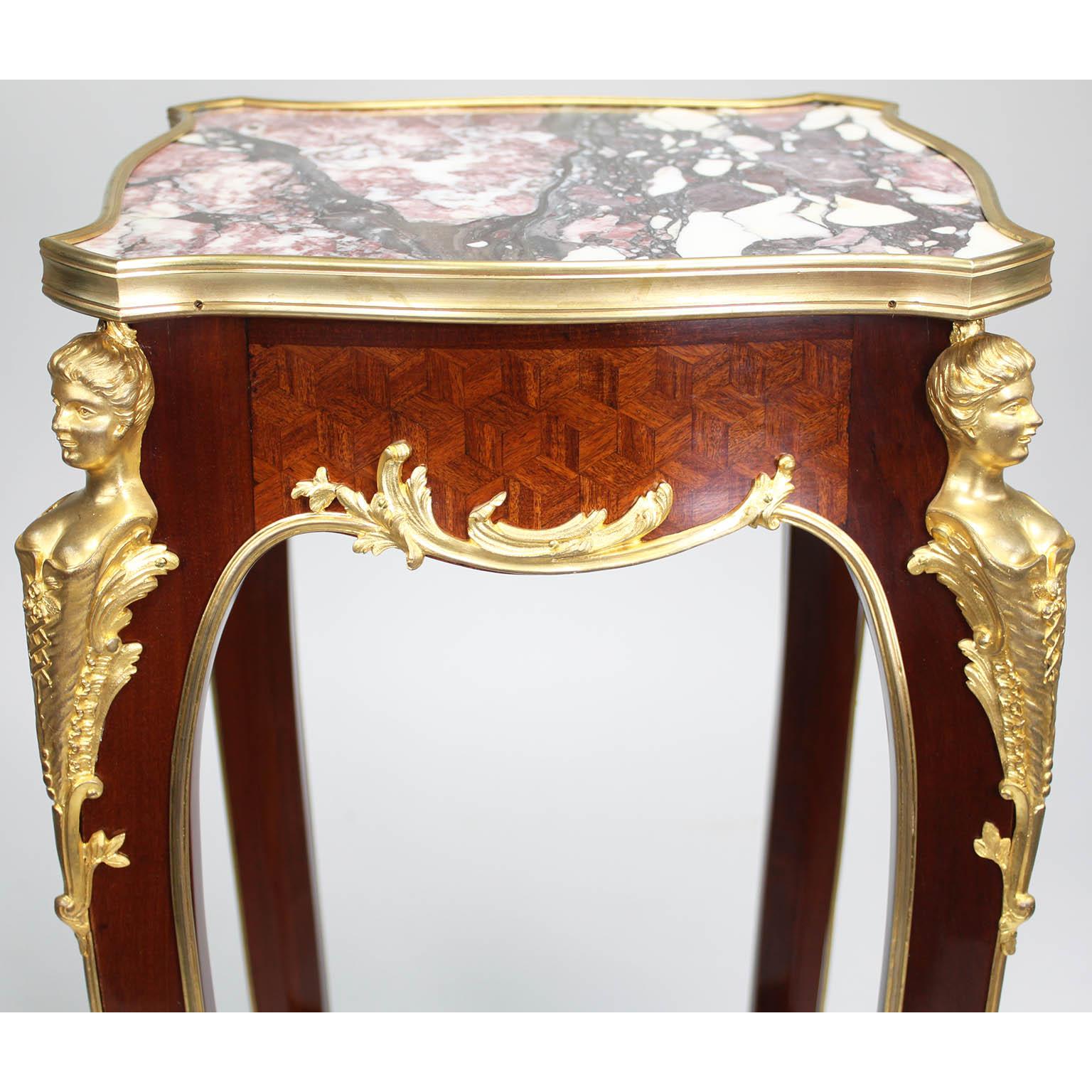 Early 20th Century French Louis XV Style Mahogany & Ormolu Mounted Side Table by Francois Linke For Sale