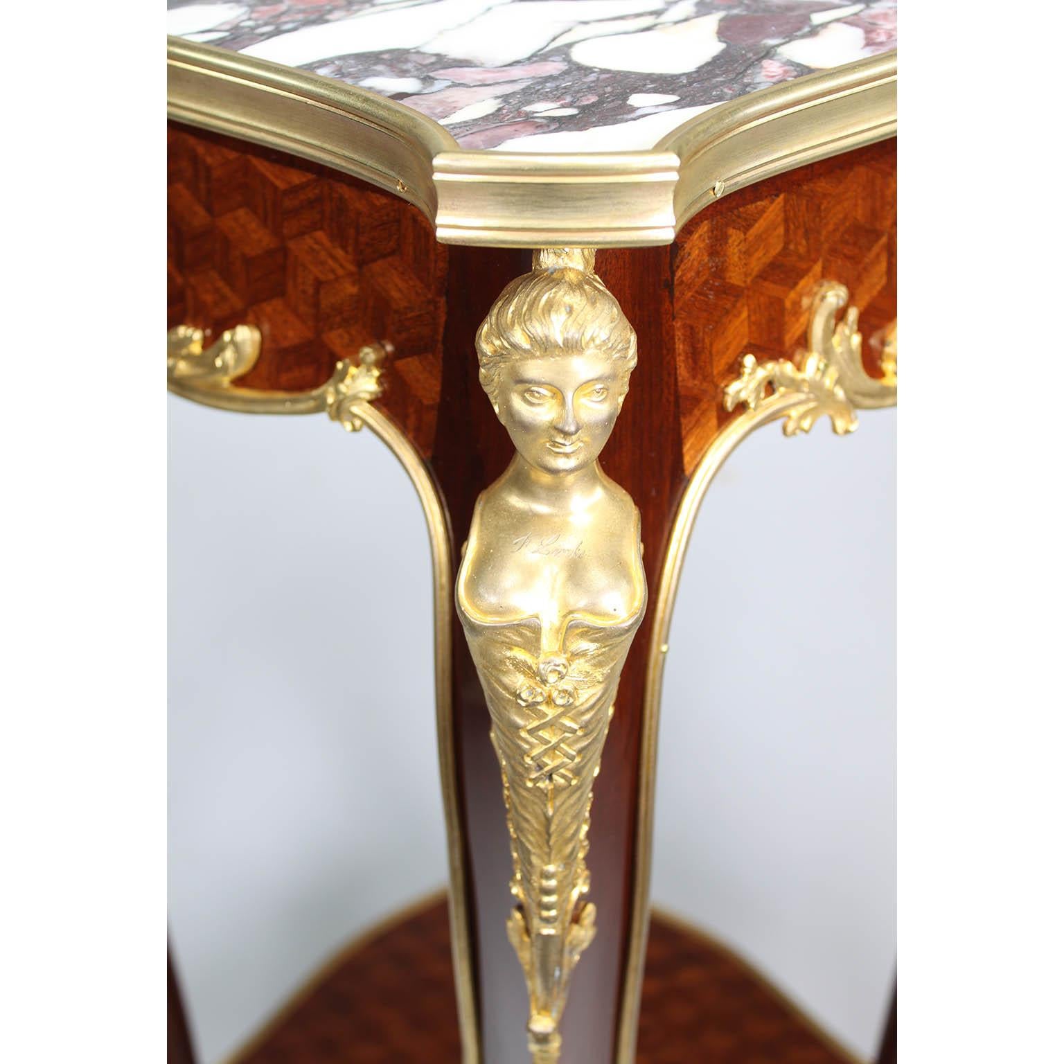 Französischer Beistelltisch aus Mahagoni und Goldbronze im Louis-XV-Stil von Francois Linke im Angebot 2
