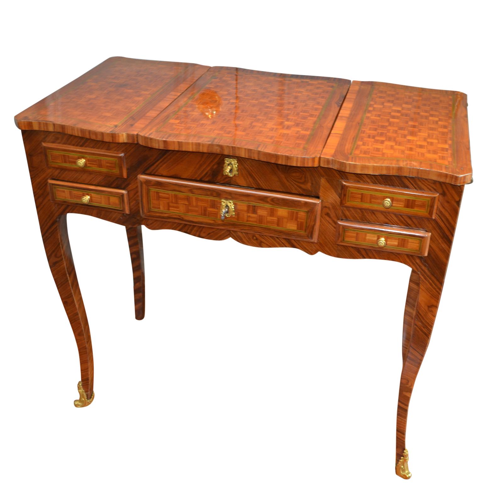 20th Century French Louis XV Style Marquetry Ladies Dressing Table 'Coiffeuse'