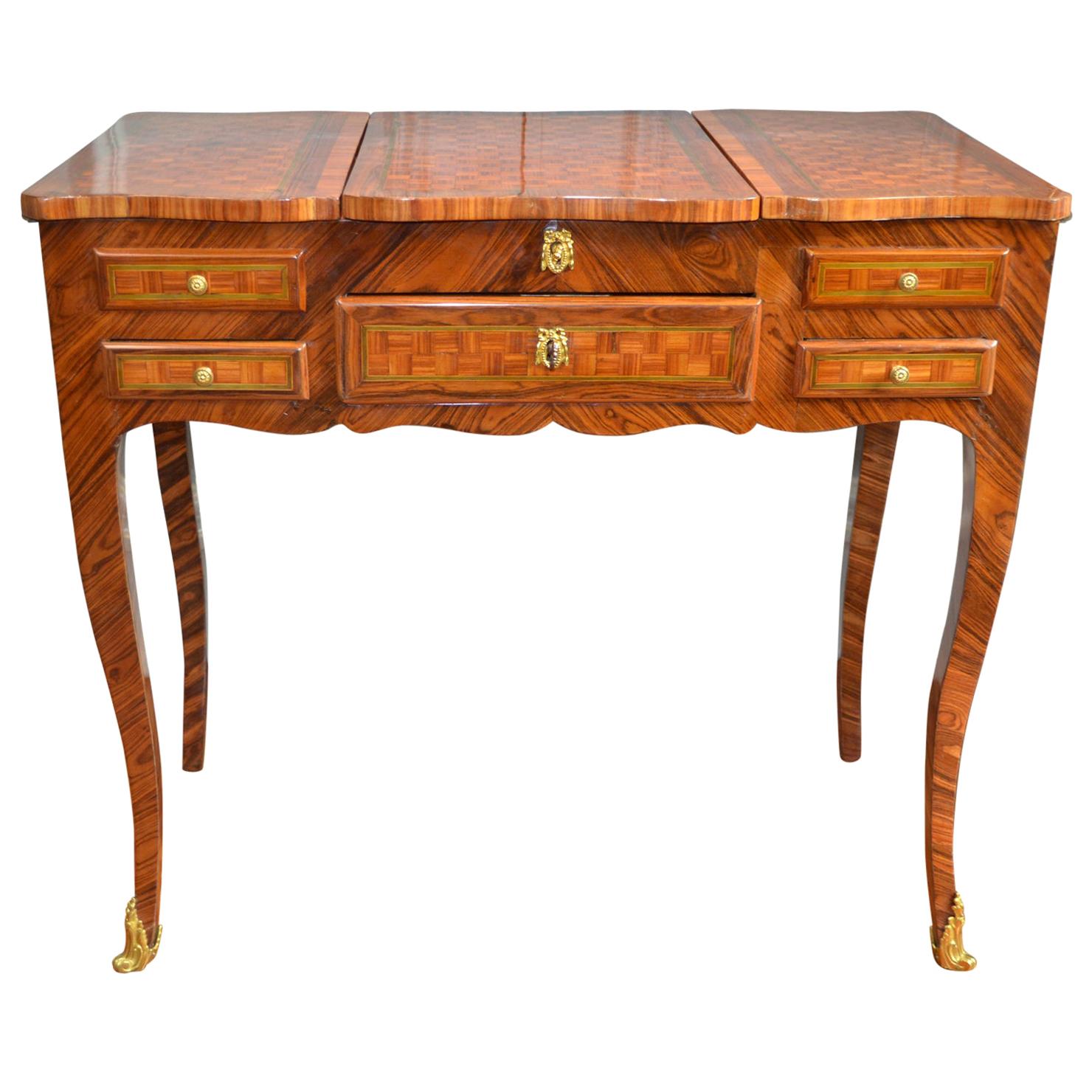 French Louis XV Style Marquetry Ladies Dressing Table 'Coiffeuse'