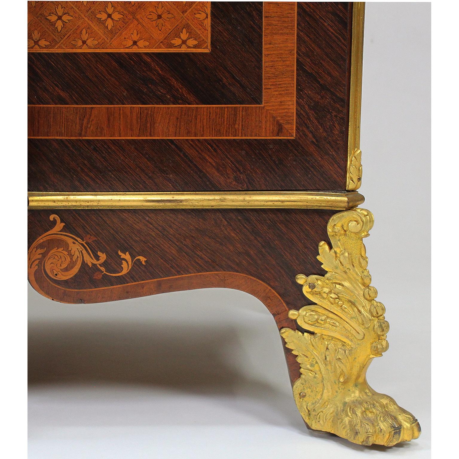 Meuble de rangement d'appoint de style Louis XV en marqueterie et monté en bronze doré par Descotte Fils en vente 7
