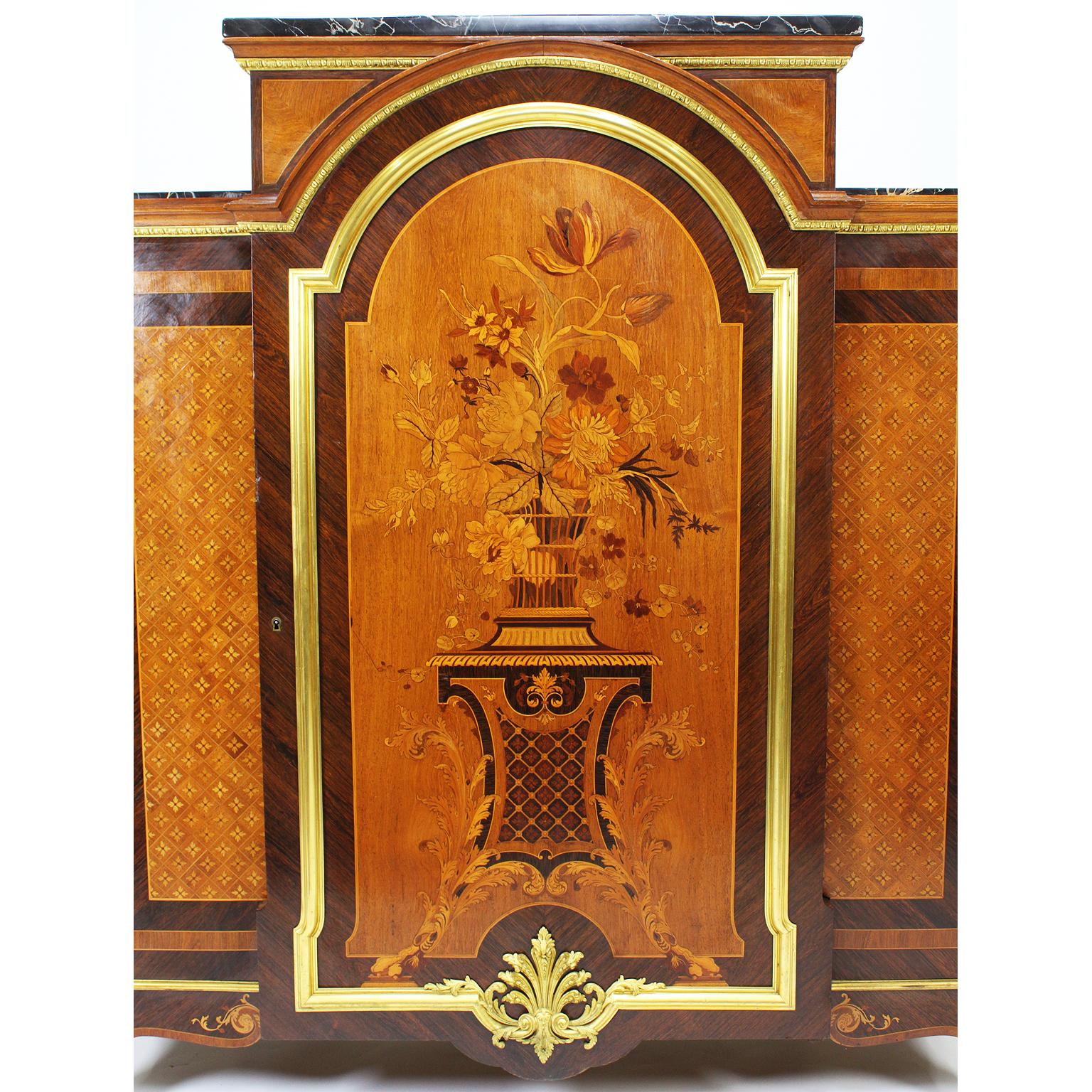 French Louis XV Style Marquetry and Ormolu Mounted Side Cabinet by Descotte Fils In Fair Condition For Sale In Los Angeles, CA