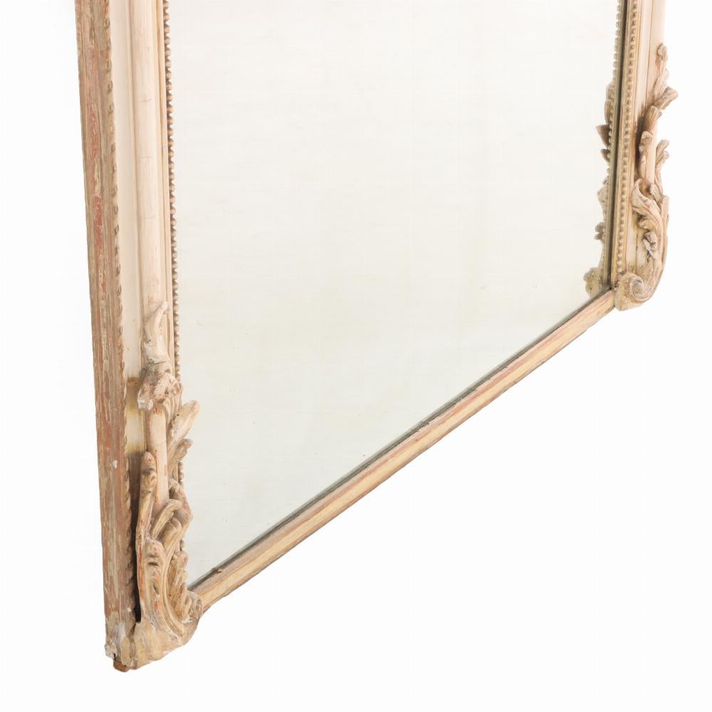 19th Century A French Louis XV style painted and gilt mirror, 19th C. For Sale