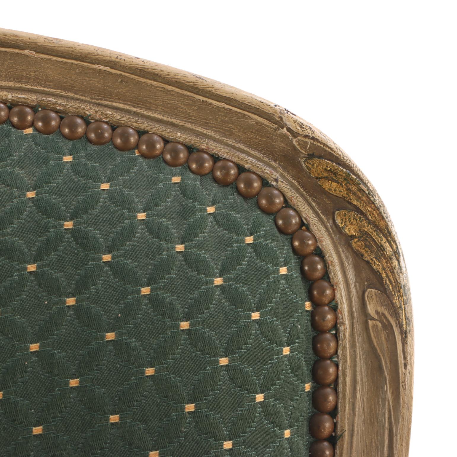 20th Century A French Louis XV style Painted Boudoir Chair, C. 1920. For Sale