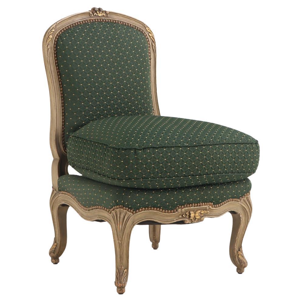 A French Louis XV style Painted Boudoir Chair, C. 1920. For Sale
