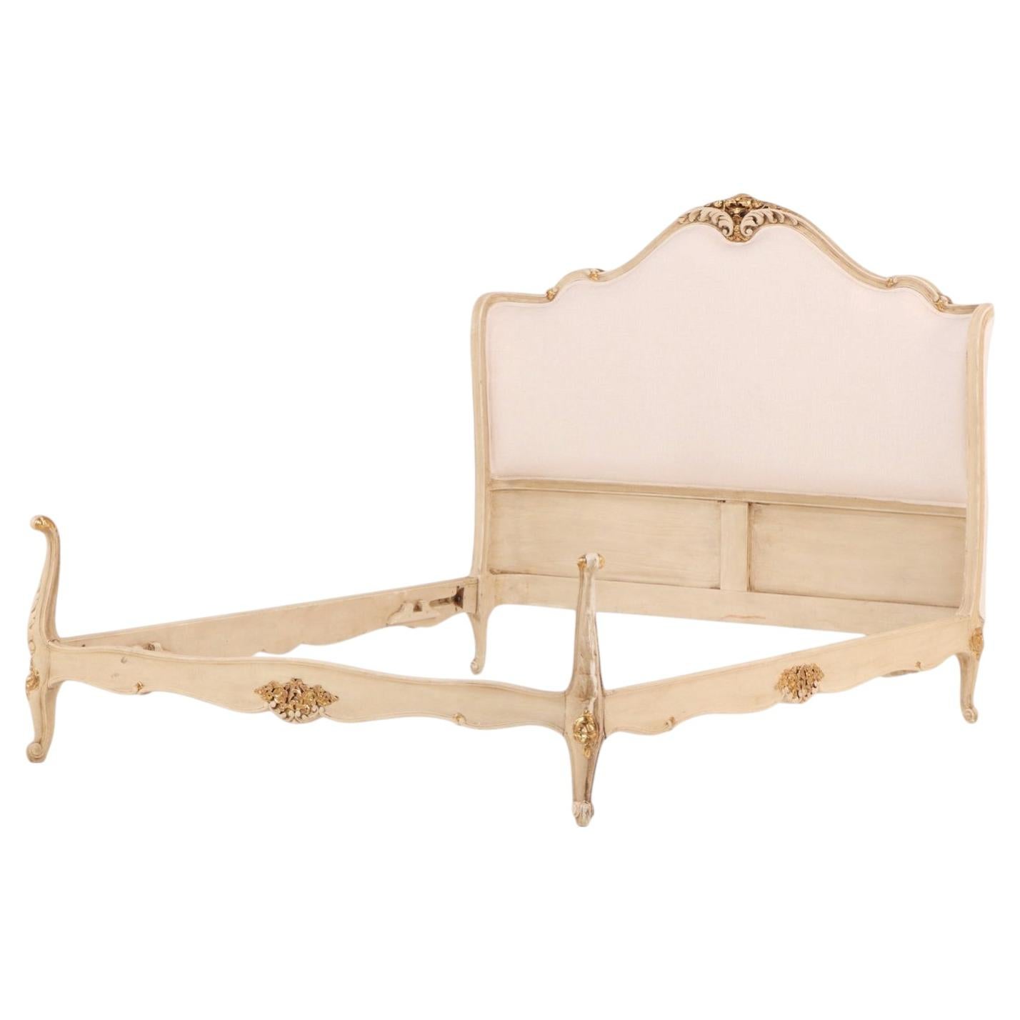 A French Louis XV style Painted Full Size Bed, C. 1930.