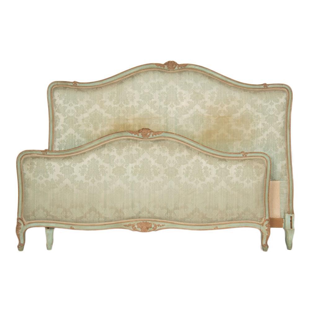 A French Louis XV style painted Full size bed, upholstered circa 1930 For Sale 6