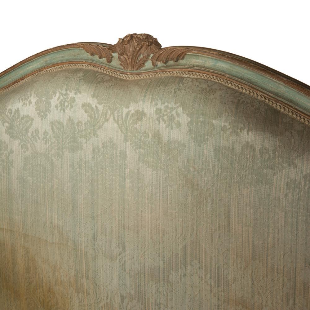 Mid-20th Century A French Louis XV style painted Full size bed, upholstered circa 1930 For Sale