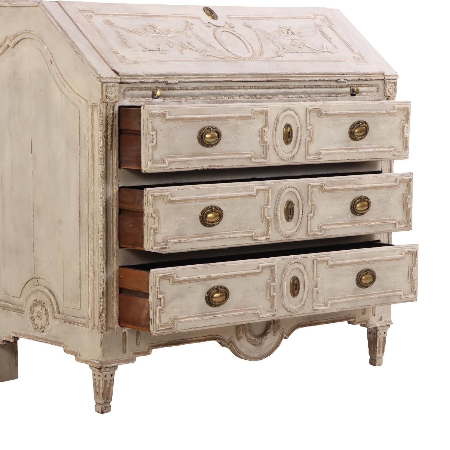 Bois A.I.C., bureau peint de style Louis XV, 18ème C. en vente