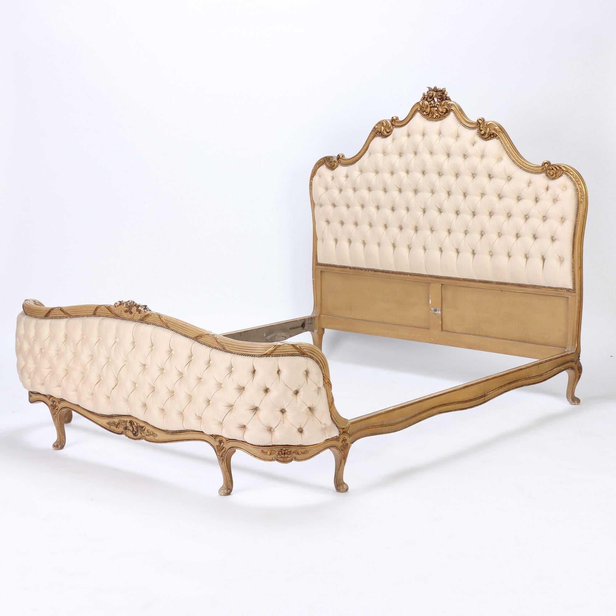 French Louis XV Style Queen Size Bed Frame, circa 1950 2