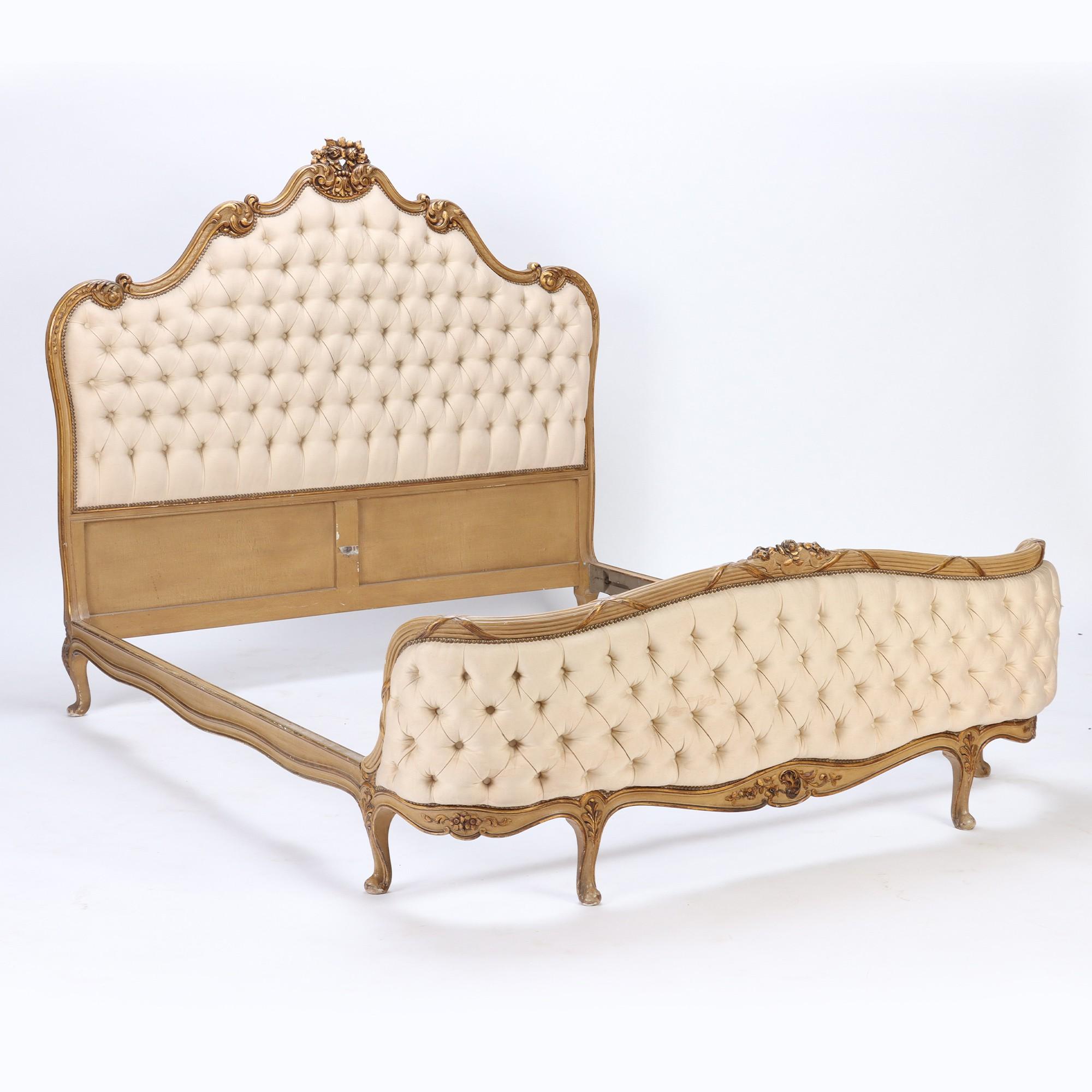 French Louis XV Style Queen Size Bed Frame, circa 1950 3