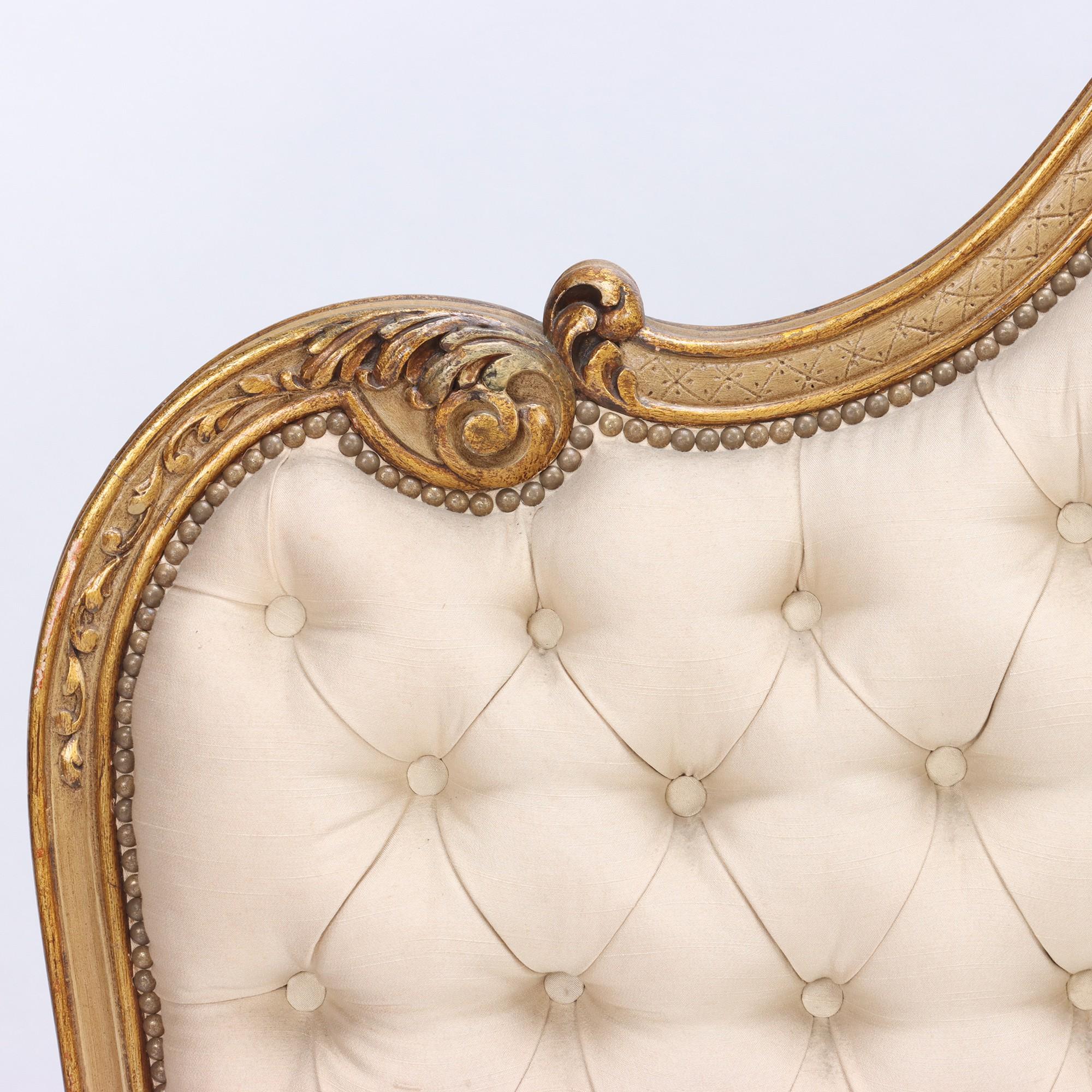 A French Louis XV style Queen size bed frame with curved footboard. All tufted. Circa 1950.
Interior D: 59