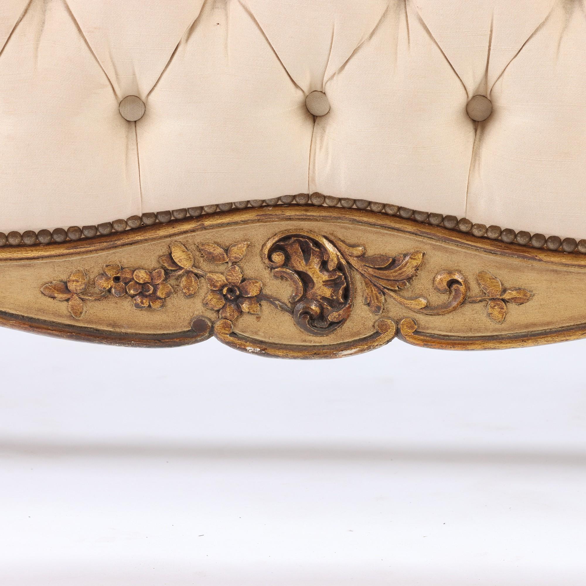 French Louis XV Style Queen Size Bed Frame, circa 1950 1