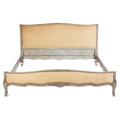 Vintage French Louis XV Style Queen Size Painted Bed, circa 1940
