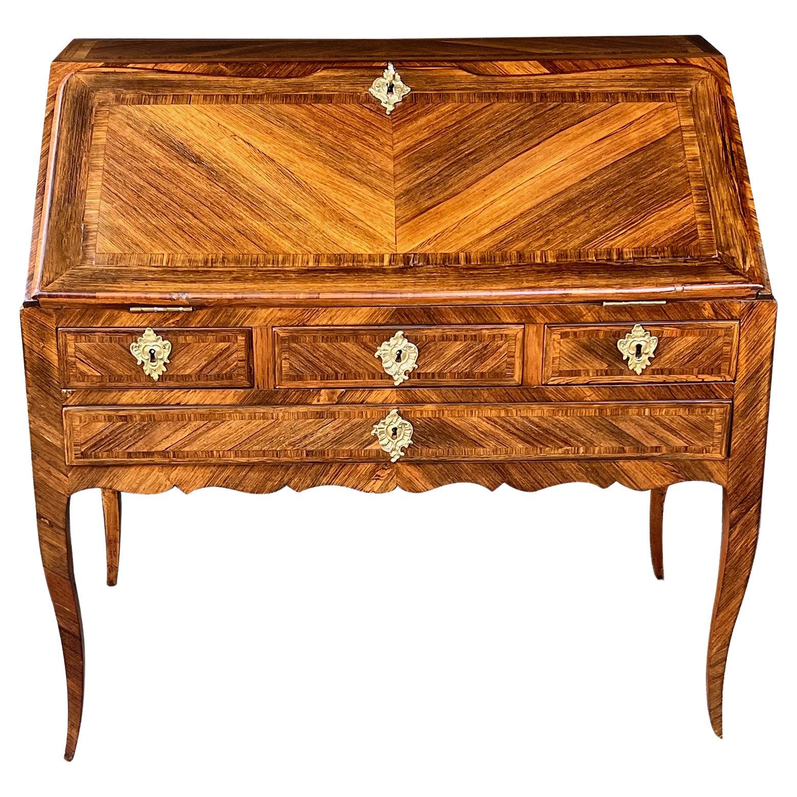 A French Louis XV Style Rosewood Veneered Bureau en Pente