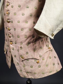 A French Louis XV Summer Jacket in Striped and Brocaded Cotton France Circa 1750