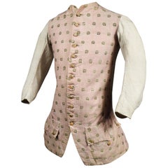 A French Louis XV Summer Jacket in Striped and Brocaded Cotton France Circa 1750