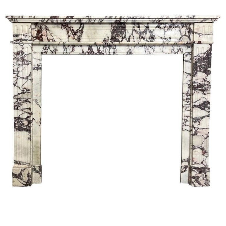 French Louis XVI Style Antique Breche Marble Fireplace Mantel at 1stDibs