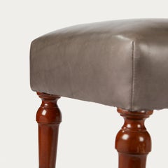 French Louis XVI Style Bench with Mahogany Legs and Brass Casters