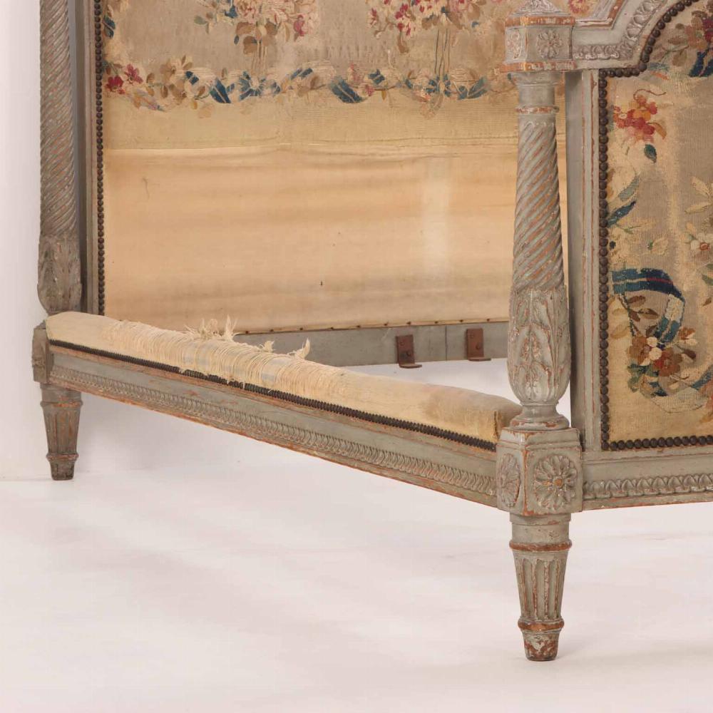 Carved A French Louis XVI style carved and painted, full size bed, 19th C. For Sale