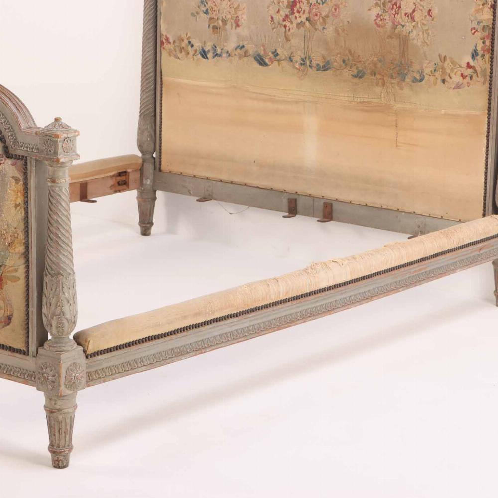 A French Louis XVI style carved and painted, full size bed, 19th C. In Good Condition For Sale In Philadelphia, PA