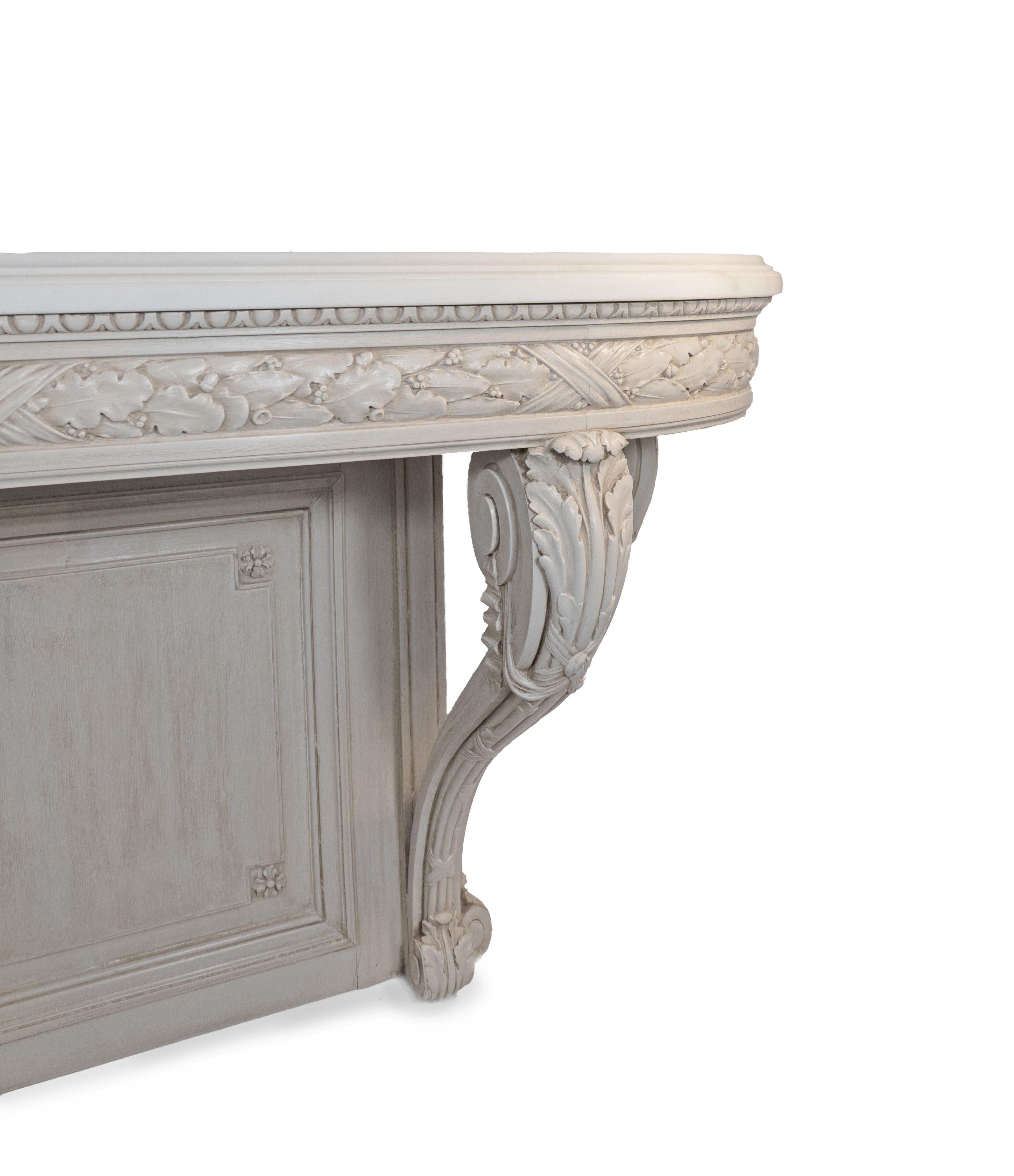 Late 19th Century A French Louis XVI style Carved Wood Wall Mounted Console Table For Sale