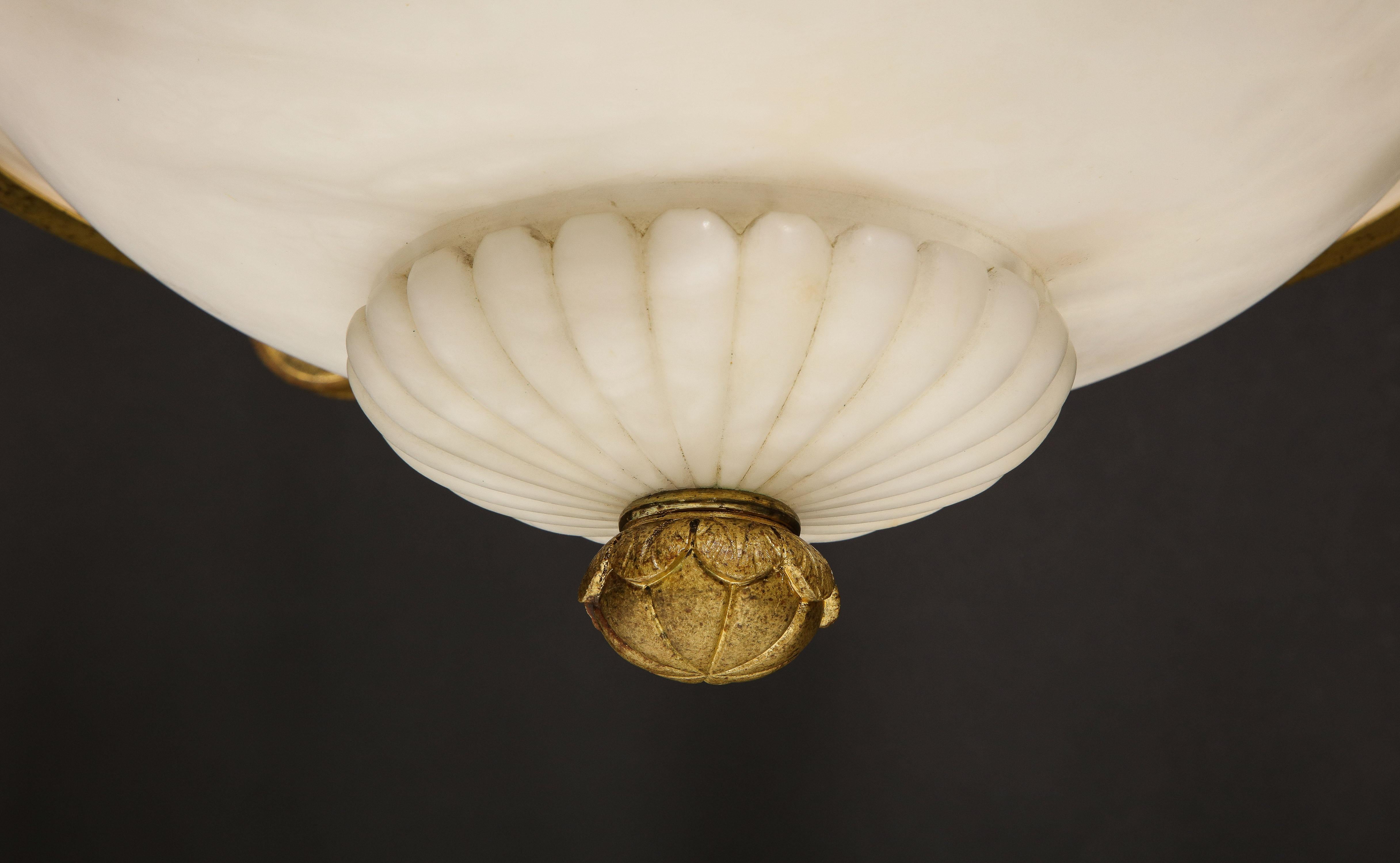 A French Louis XVI Style Gilt Bronze & Carved Alabaster Chandelier For Sale 14