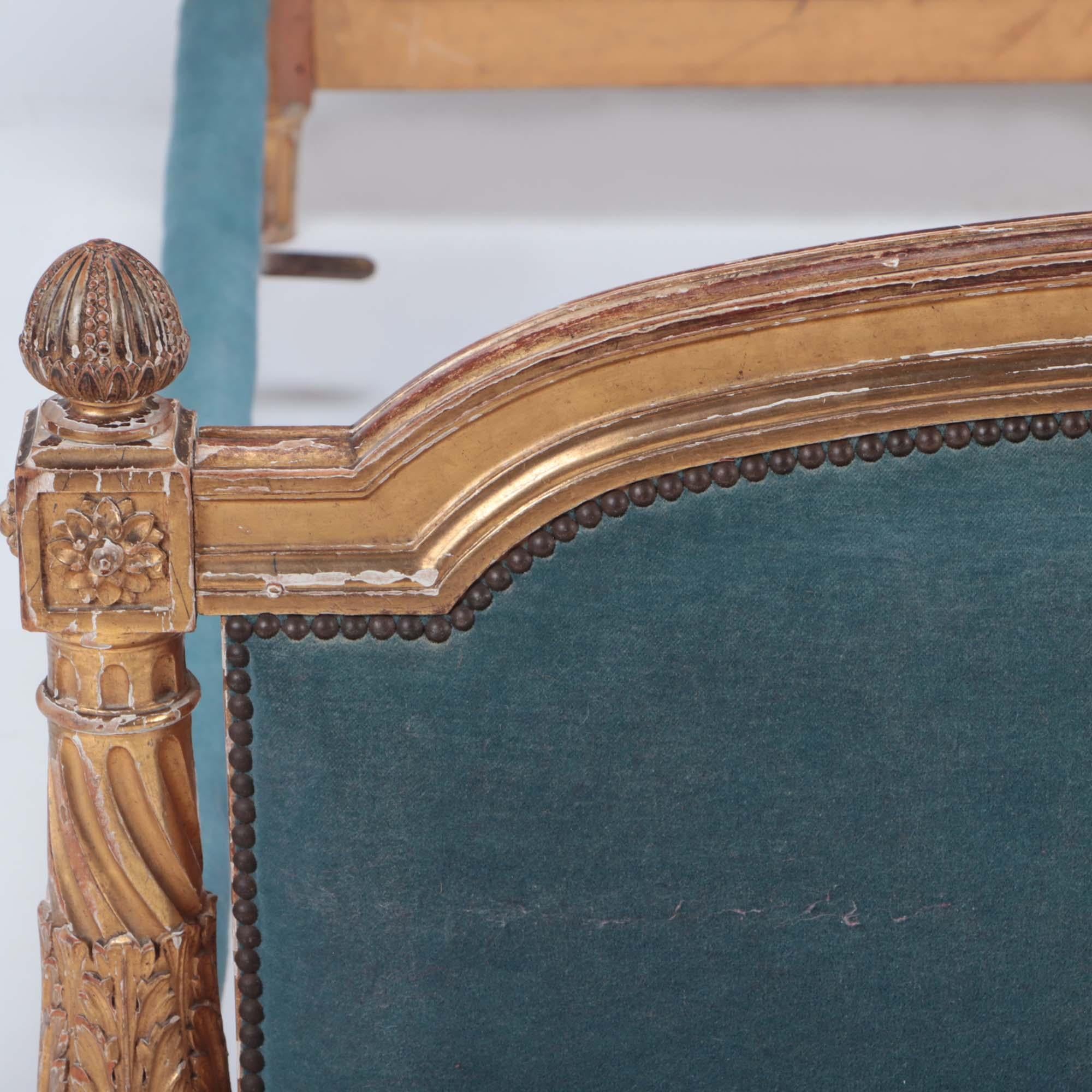 French Louis XVI Style Giltwood Bed, C 1880 For Sale 2