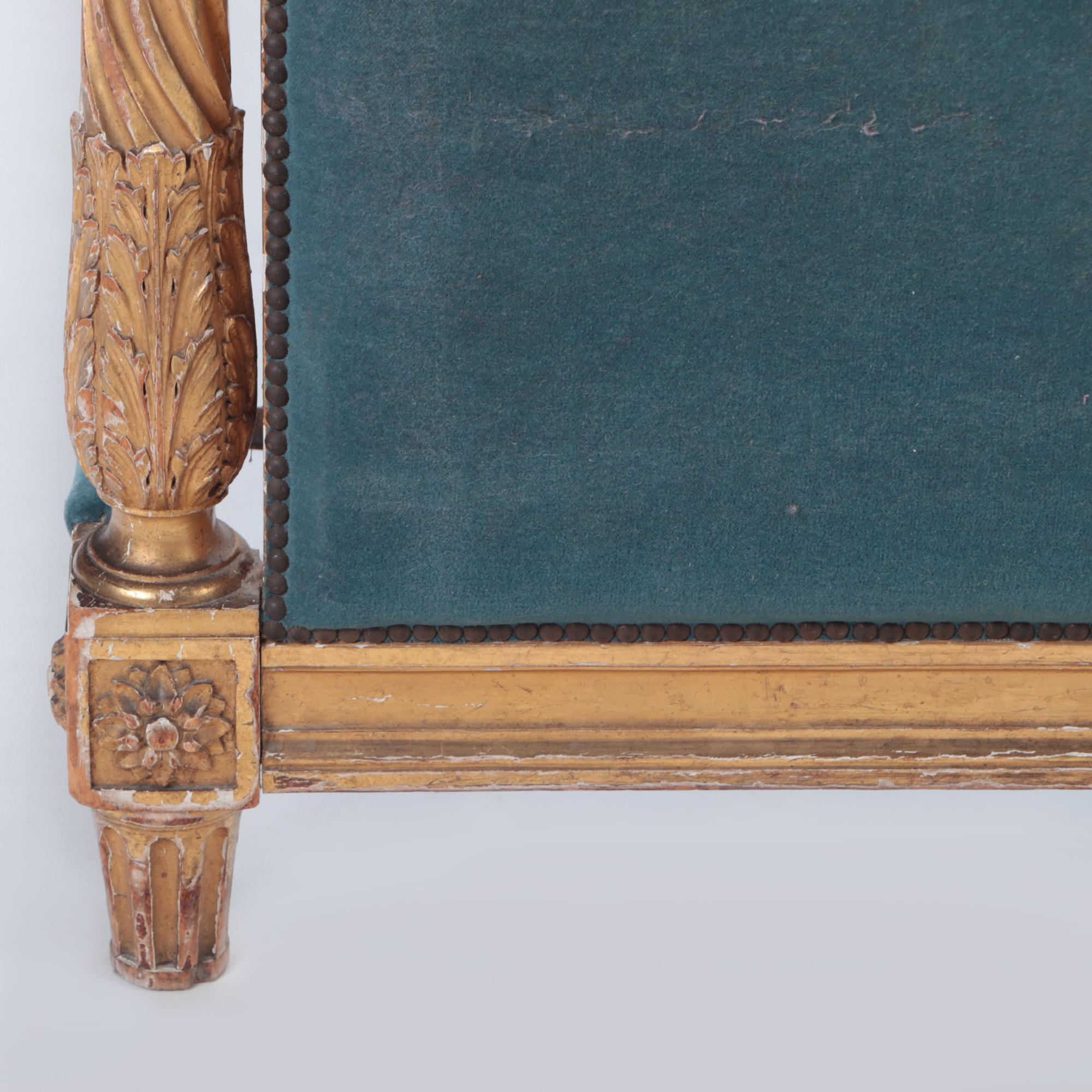 Lit français de style Louis XVI en bois doré, vers 1880 en vente 1