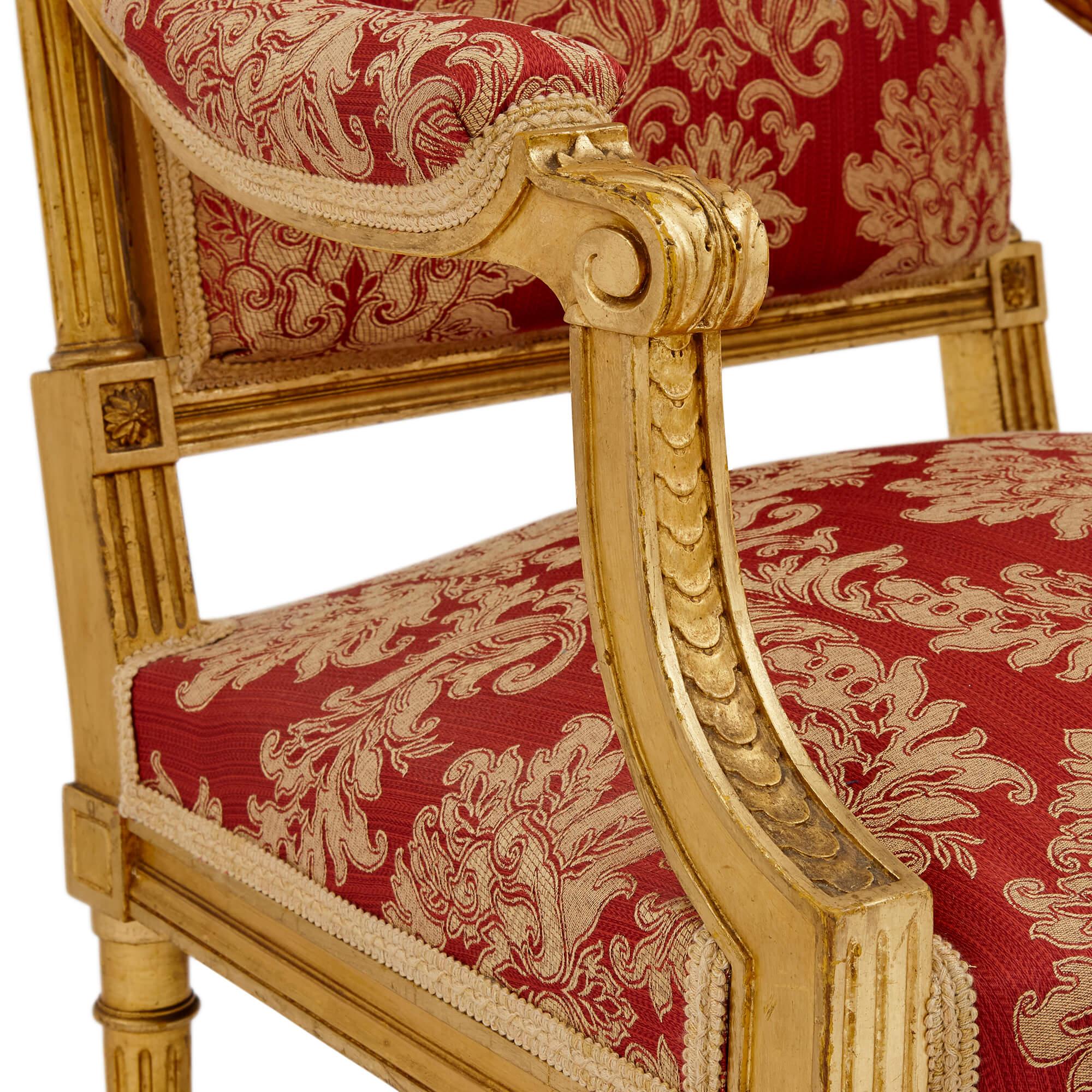 Upholstery A French Louis XVI Style Giltwood Salon Suite